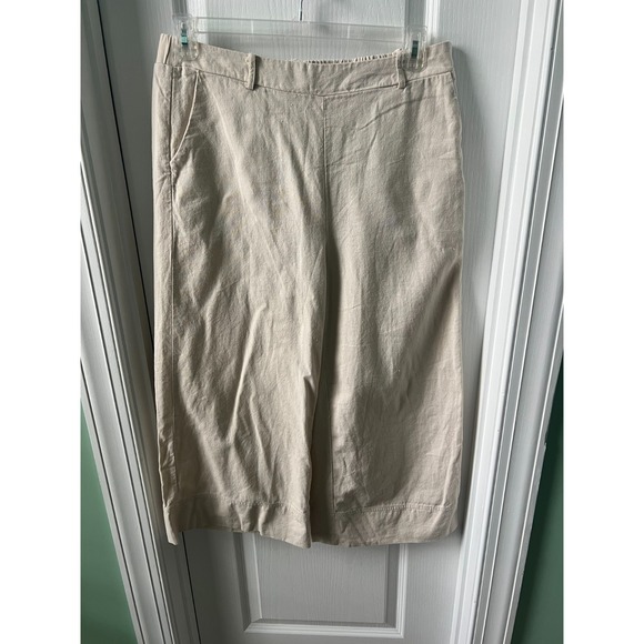 Joie Pants - Joie Womens Pants Beige Linen Blend Wide Leg Cropped Beachy Size L